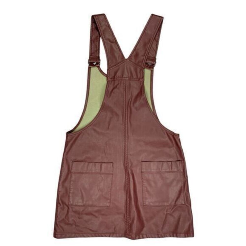 Free People Dress Womens Size XS Burgundy Faux Leather Front Zip City Girl Mini - Picture 7 of 15